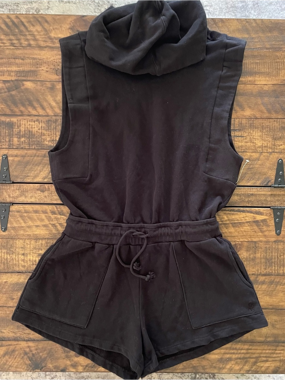 Free People FP Movement Black Hooded Open Back Romper | Small